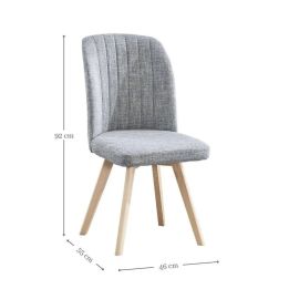 Pack 4 Sillas de Comedor, Sillas de Salón Color Gris y Patas Color Haya, Medidas: Ancho: 46 cm x Fondo: 55 cm x Alto: 92 cm