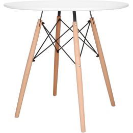 Conjunto Mesa y Sillas Nórdicas: Mesa Blanca (80x80x76 cm) + 4 Sillas con Patas de Madera Haya (46,5 x 48 x 82 cm)