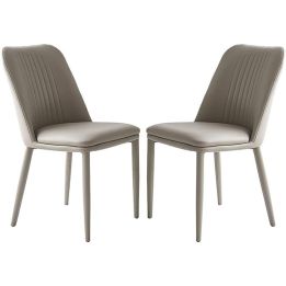 Pack 2 sillas tapizadas en Piel sintética Color Latte, Patas Metal, Medidas: Alto: 87cm Ancho: 50cm Profundidad: 53cm