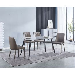Pack 2 sillas tapizadas en Piel sintética Color Latte, Patas Metal, Medidas: Alto: 87cm Ancho: 50cm Profundidad: 53cm