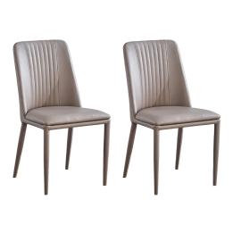 Pack 2 sillas tapizadas en Piel sintética Color Latte, Patas Metal, Medidas: Alto: 87cm Ancho: 50cm Profundidad: 53cm