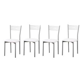 Pack de 4 Sillas Modernas para Cocina y Comedor – Metálicas Gris y Blanco, Dimensiones: 40 x 41 x 85 cm.