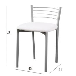Pack de 4 Sillas de Cocina – Metálicas en Acabado Gris y Blanco, Medidas: 40 cm x 41 cm x 63 cm