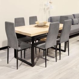Pack de 6 Sillas Tapizadas para Comedor/Salón – Marengo y Patas Negras en Aluminio, Dimensiones: 40 cm x 42 cm x 96 Cm