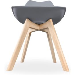Pack de 4 Sillas para Comedor, Cocina o Salón – Simil Piel Gris y Madera, Medidas: 48 cm x 45 cm x 84 cm.