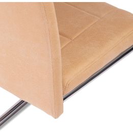 Pack de 4 Sillas Tapizadas para Salón– Acabado Color Beig con Patas Cromadas de Aluminio, Medidas: 42,5 cm x 52 cm x 99 cm