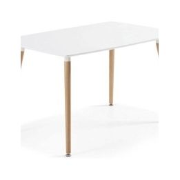 Juego de Comedor Estilo Nórdico: Mesa 100 cm + 4 Sillas Blancas 48 cm x 54 cm x 84 cm – Ideal para Decorar tu Hogar o Café