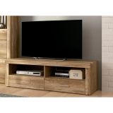 Mueble TV, Mesa de televisión 2 Puertas y 2 Estantes, Acabado en Cañon, Patas de Madera,135 cm Lar x 45 cm Al x 41,4 cm Fon
