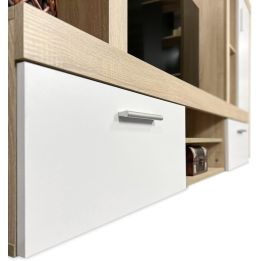 Meyvaser Mueble de salón y TV Composición de salón grande 263 Cm Cambrian-Blanco en madera de gran calidad