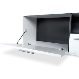 Meyvaser Mueble de salón y TV Composición para salón 200 Cm Color Blanco Gran Espacio Almacenamiento