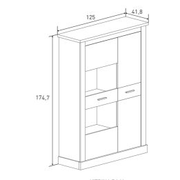 Mueble de Comedor, Mueble Salón, Acabado en Blanco y Cambria, Medidas: 326 cm (Ancho) x 174,7 cm (Alto) x 41,8 cm (Fondo)