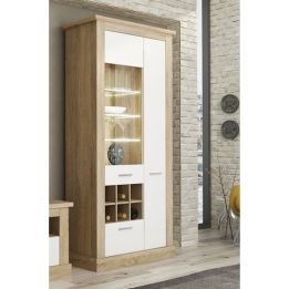 Mueble de Comedor, Mueble Salón, Acabado en Blanco y Cambria, Medidas: 297 cm (Ancho) x 201,6 cm (Alto) x 41,8 cm (Fondo)