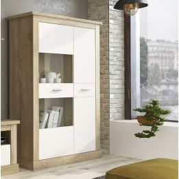 Mueble de Comedor, Mueble Salón, Acabado en Blanco y Cambria, Medidas: 305 cm (Ancho) x 174,7 cm (Alto) x 41,8 cm (Fondo)