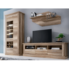 Mueble de Comedor, Mueble Salón, Acabado en Color Cañón, Medidas: 276 cm (Ancho) x 201,6 cm (Alto) x 41,8 cm (Fondo)