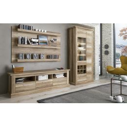 Mueble de Comedor, Mueble Salón, Acabado en Color Cañón, Medidas: 276 cm (Ancho) x 201,6 cm (Alto) x 41,8 cm (Fondo)