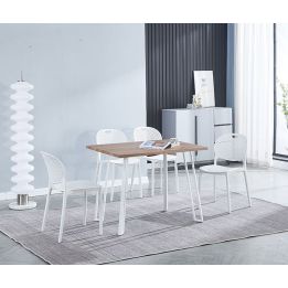 Mesa Comedor en Madera Estilo Industrial, Patas metálicas Blancas, Medidas 100 cm (Lar) x 70 cm (Anc) 76 cm (Al)