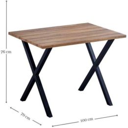 Mesa comedor + 2 taburetes: Mesa madera y Patas Metálicas En Negro (76x100x70 Cm) + 2 Taburetes (45x80x35 Cm )