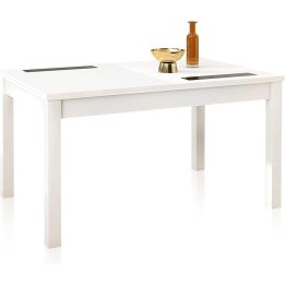 Mesa Comedor, Mesa de salón Extensible, Acabado en Color Blanco, Medidas: 140-180 cm (Largo) x 90 cm (Ancho) x 75 cm (Alto)