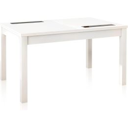 Mesa Comedor, Mesa de salón Extensible, Acabado en Color Blanco, Medidas: 140-180 cm (Largo) x 90 cm (Ancho) x 75 cm (Alto)