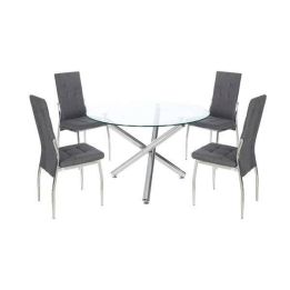 Mesa de Comedor Redonda | Tapa de Cristal y Pata Cromada | Diámetro 110 cm.