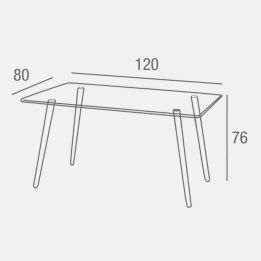 Mesa de Comedor Fija - Cristal Templado y Patas Metálicas con Acabado Madera | 120x80X76 cm