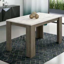 Mesa de Comedor, Mesa de Salón Fija, Color Trufa y Cañon, Medidas: 140 cm (Largo) x 80 cm (Ancho) x 75 cm (Alto)