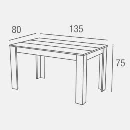 Mesa de Comedor Moderna 135x80x75 cm, Tapa MDF Blanco y Negro con Patas Blancas - Estilo Moderno