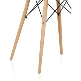 Mesa Redonda de Comedor o Cocina en Patas de Madera y Tapa Negra – 80 cm de Diámetro y 75 cm de Alto.