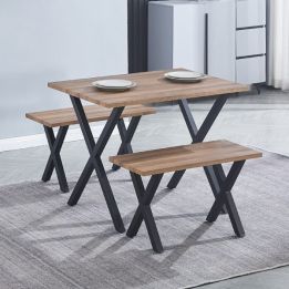 Mesa Comedor Madera, Patas metálicas Negras, Mesa Rectangular, Medidas 100 cm (Largo) x 70 cm (Ancho) 76 cm (Alto)