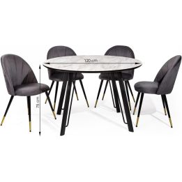 Mesa de Comedor Fija Redonda | Imitación Mármol con Pata Metálica | Diámetro 120 cm x Alto 75 cm