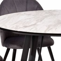 Mesa de Comedor Fija Redonda | Imitación Mármol con Pata Metálica | Diámetro 120 cm x Alto 75 cm