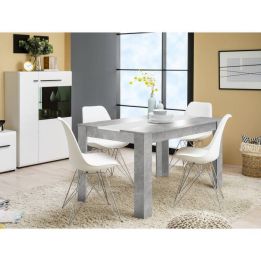 Mesa de Comedor Moderna 135x80x75 cm, Tapa MDF Gris Cemento y Blanco con Patas Resistentes - Estilo Moderno