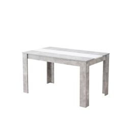 Mesa de Comedor Moderna 135x80x75 cm, Tapa MDF Gris Cemento y Blanco con Patas Resistentes - Estilo Moderno