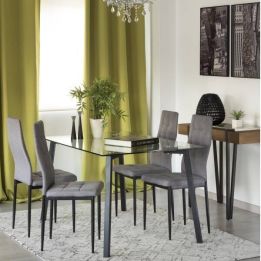 Mesa de Cristal Fija para Comedor - Patas Negras de Metal | Alta Calidad y Estilo Versátil | 140x80 x 75 cm