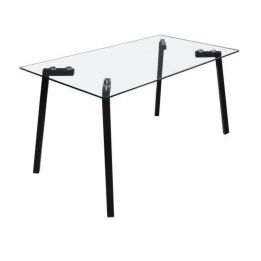 Mesa de Cristal Fija para Comedor - Patas Negras de Metal | Alta Calidad y Estilo Versátil | 140x80 x 75 cm