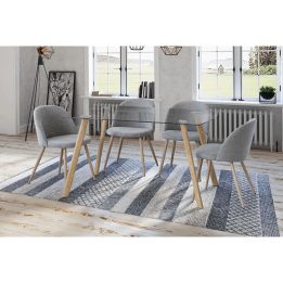 Mesa de Comedor Nórdica | Diseño con Tapa de Cristal Transparente y Patas de Metal Color Roble | Dimensiones: 140 x 80 x 76 cm