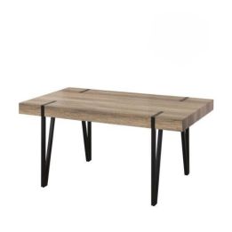 Mesa de Comedor o Cocina, MDF con Acabado Laminado Color Canyon | Patas Metálicas Negras | Medidas: 150 x 90 x 75 cm