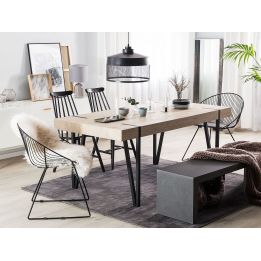 Mesa de Comedor o Cocina| MDF con Acabado Laminado Color Roble Sonoma | Patas Metálicas Negras | Medidas: 150 x 90 x 75 cm