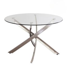 Mesa Redonda con Tapa de Cristal y Estructura Metálica Pata Cromada | Medidas: 110 x 73 cm