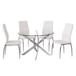Mesa Redonda con Tapa de Cristal y Estructura Metálica Pata Cromada | Medidas: 110 x 73 cm