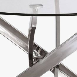 Mesa Redonda con Tapa de Cristal y Estructura Metálica Pata Cromada | Medidas: 110 x 73 cm