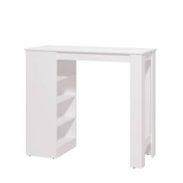 Mesa de Cocina Alta | Acabado en Melamina Blanco | Medidas: 120 cm Ancho x 50 cm Fondo x 105 cm Alto