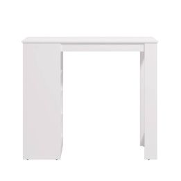 Mesa de Cocina Alta | Acabado en Melamina Blanco | Medidas: 120 cm Ancho x 50 cm Fondo x 105 cm Alto