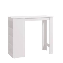 Mesa de Cocina Alta | Acabado en Melamina Blanco | Medidas: 120 cm Ancho x 50 cm Fondo x 105 cm Alto