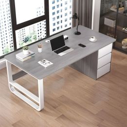 Meyvaser.com Ecommerce Company Escritorio de Oficina con 3 Cajones, MDF Gris y Blanco, 120x48x74cm - Moderno y Funcional