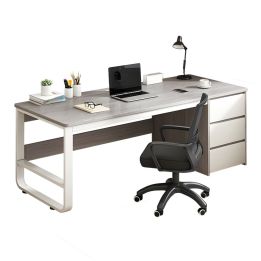 Meyvaser.com Ecommerce Company Escritorio de Oficina con 3 Cajones, MDF Gris y Blanco, 120x48x74cm - Moderno y Funcional