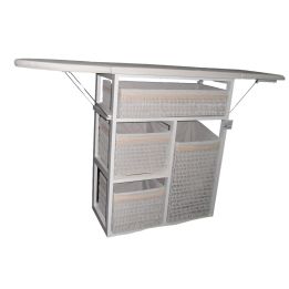 Mueble de plancha Lisboa color blanco con 4 cajones de almacenamiento y ruedas