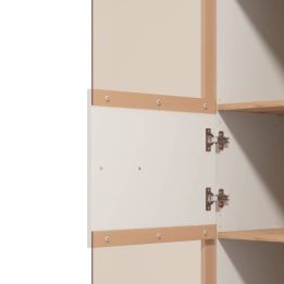 Vitrina Alta en Melamina Color Cashmere y Roble Artisan con 1 Puerta Acristalada - Medidas 59,5x40x192,5 cm