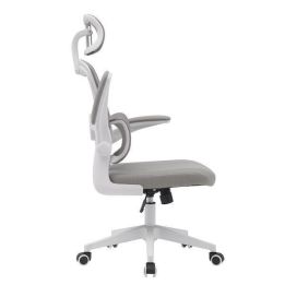Silla de Oficina Ergonómica en Tejido 3D Gris con Reposacabezas Regulable y Refuerzo Lumbar - Medidas 65x55x114-124 cm
