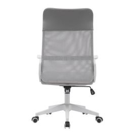 Silla de Oficina Ergonómica con Respaldo en PU Gris y Tejido 3D Gris, Reposacabezas Ajustable- Medidas 57,5x54x104-114 cm